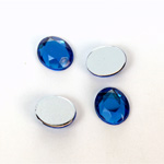 Plastic Flat Back Foiled Rose Cut Rhinestone - Oval 12x10MM SAPPHIRE