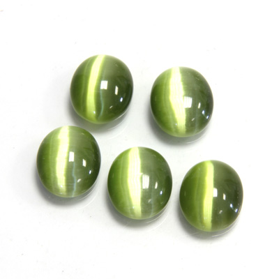 Fiber-Optic Cabochon - Oval 12x10MM CAT'S EYE OLIVE