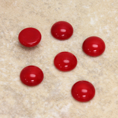 Glass Medium Dome Cabochon - Round 09MM CHERRY RED