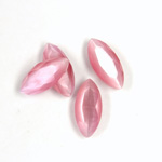 Fiber-Optic Flat Back Stone with Faceted Top and Table - Navette 15x7MM CAT'S EYE LT PINK