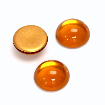 Glass Medium Dome Foiled Cabochon - Round 15MM TOPAZ