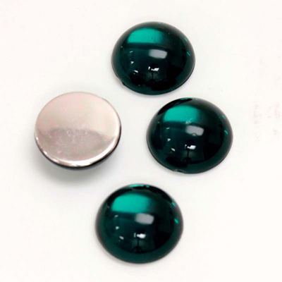 Plastic Flat Back Foiled Cabochon - Round 13MM EMERALD