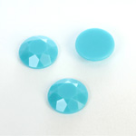 Plastic Flat Back Rose Cut Rhinestone - Round 15MM TURQUOISE