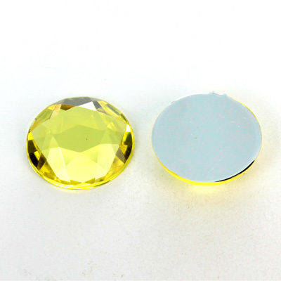 Plastic Flat Back Foiled Rose Cut Rhinestone - Round 20MM JONQUIL