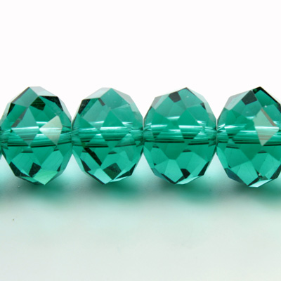 Chinese Cut Crystal Bead - Rondelle 09x12MM TEAL