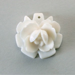 Plastic Flower Pendant with Hole - Rose 30MM WHITE (dyeable)