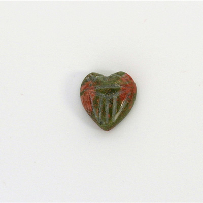 Gemstone Flat Back Carved Scarab - Heart 12x11MM EPIDOTE