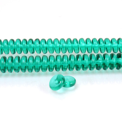 Czech Pressed Glass Bead - Smooth Rondelle 6MM EMERALD