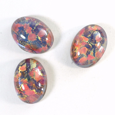 Glass Medium Dome Lampwork Cabochon - Oval 18x13MM COLOR OPAL LIGHT RED (0617)