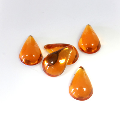 Plastic Flat Back Foiled Cabochon - Pear 13x9MM TOPAZ