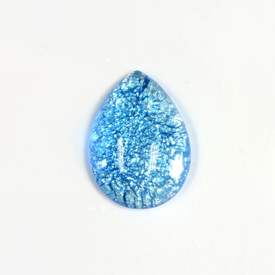 Glass Medium Dome Lampwork Cabochon - Pear 25x18MM AQUA OPAL (05143)