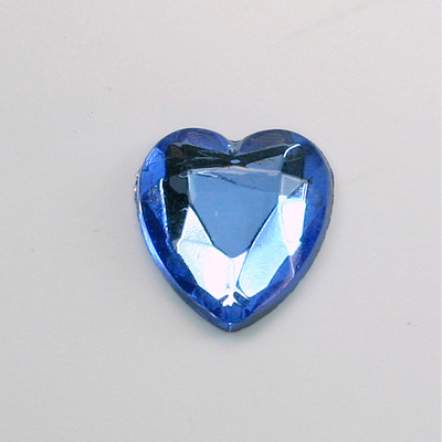 Glass Flat Back Rose Cut Fancy Foiled Stone  - Heart 18x16MM LT SAPPHIRE