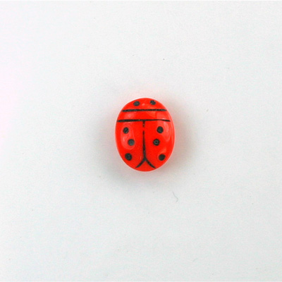 Glass Flat Back Lady Bug Stone with Black Engraving - Oval 10x8MM ORANGE