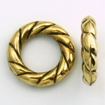 Metalized Plastic Bead - Twisted Ring 25MM ANT GOLD