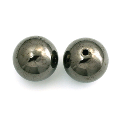 Metalized Plastic Smooth Bead - Round 18MM HEMATITE