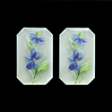 German Plastic Porcelain Decal Painting - Flowers Violets (2075) Cushion Octagon 38/24MM MATTE CRYSTAL