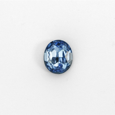 Glass Point Back Foiled Tin Table Cut (TTC) Stone - Oval 12x10MM LT SAPPHIRE