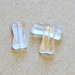 German Glass Beads Window Cut - X-Bow 21x10MM CRYSTAL 1/2 FROSTED