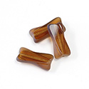 German Glass Beads Window Cut - X-Bow 21x10MM SMOKE TOPAZ 1/2 FROSTED