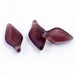 German Glass Beads Window Cut - Spear 20x11MM AMETHYST 1/2 FROSTED