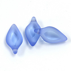 German Glass Beads Window Cut - Spear 20x11MM SAPPHIRE 1/2 FROSTED