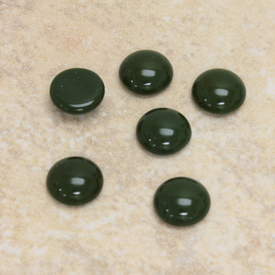 Glass Medium Dome Cabochon - Round 09MM FOREST GREEN