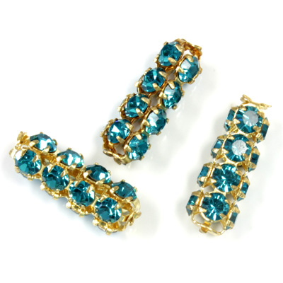 Preciosa Rhinestone Rondelle Crystal Tubes 20x7MM BLUE ZIRCON/RAW