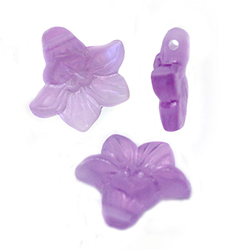 German Plastic Flower Pendant with Side-Drilled Hole 15x15MM MATTE LT AMETHYST