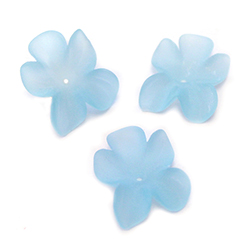 German Plastic Flower with Center Hole - 15x12MM MATTE AQUA
