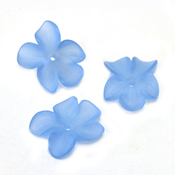 German Plastic Flower with Center Hole - 15x12MM MATTE LT SAPPHIRE