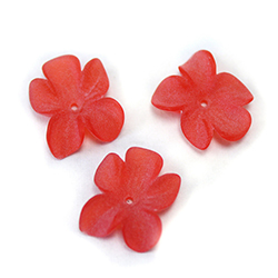 German Plastic Flower with Center Hole - 15x12MM MATTE RUBY