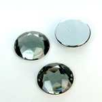 Plastic Flat Back Foiled Rose Cut Rhinestone - Round 18MM BLACK DIAMOND