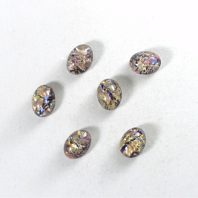 Glass Medium Dome Lampwork Cabochon - Oval 08x6MM AMETHYST OPAL (02206)