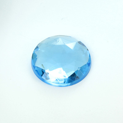 Plastic Flat Back Foiled Rauten Rose Rhinestone - Round 25MM LT SAPPHIRE