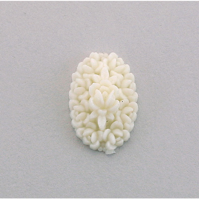 Plastic Carved Flower - Cluster Oval 18x13MM DARK IVORY