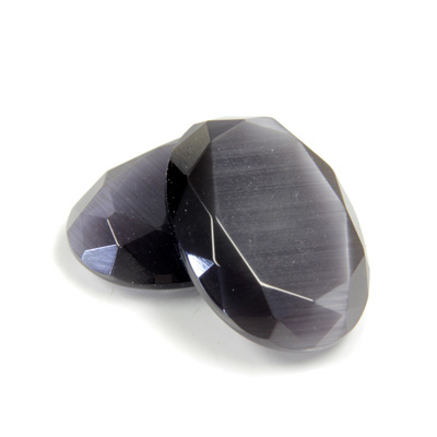 Fiber-Optic Flat Back Stone with Faceted Top and Table - Oval 25x18MM CAT'S EYE GREY