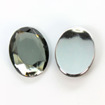 Plastic Flat Back Foiled Rose Cut Rhinestone - Oval 25x18MM BLACK DIAMOND