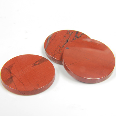 Gemstone Flat Back Single Bevel Buff Top Stone - Round 18MM RED JASPER