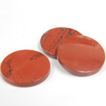 Gemstone Flat Back Single Bevel Buff Top Stone - Round 18MM RED JASPER