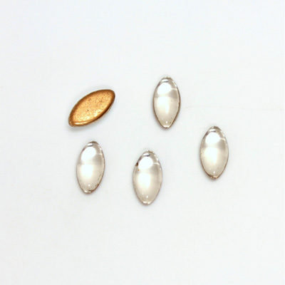 Glass Medium Dome Foiled Cabochon - Navette 10x5MM CRYSTAL