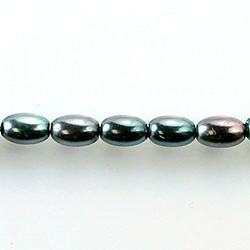 Czech Glass Pearl Bead - Oval 06x4MM BLACK TAHITI 89031