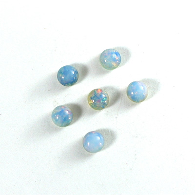 Glass Medium Dome Lampwork Cabochon - Round 05MM BLUE OPAL (04531)