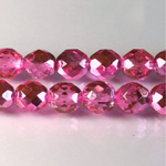 Czech Glass Fire Polish Bead - Round 10MM 1/2 Coated CRYSTAL/HOT PINK