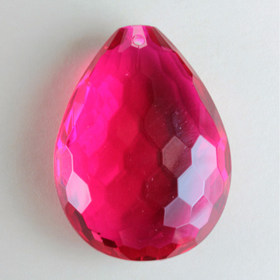 Plastic Pendant -Transparent Faceted Pear 40x30MM ORIENTAL RUBY