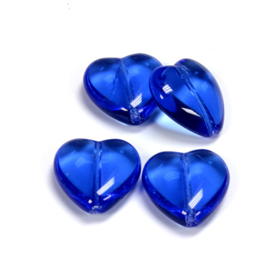 Czech Pressed Glass Bead - Smooth Heart 16x15MM SAPPHIRE