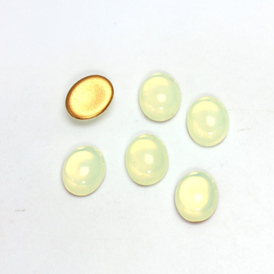 Glass Medium Dome Foiled Cabochon - Oval 10x8MM OPAL YELLOW