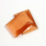 Fiber-Optic Flat Back Stone with Faceted Top and Table - Cushion 25x18MM CAT'S EYE COPPER
