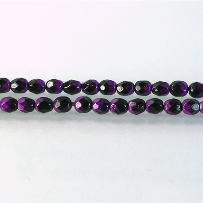 Czech Glass Fire Polish Bead - Round 04MM BLACK-VIOLET 89101