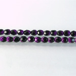 Czech Glass Fire Polish Bead - Round 04MM BLACK-VIOLET 89101