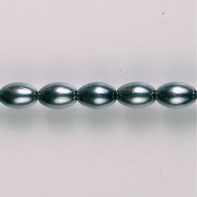 Czech Glass Pearl Bead - Oval 06x4MM DARK GREY 70445